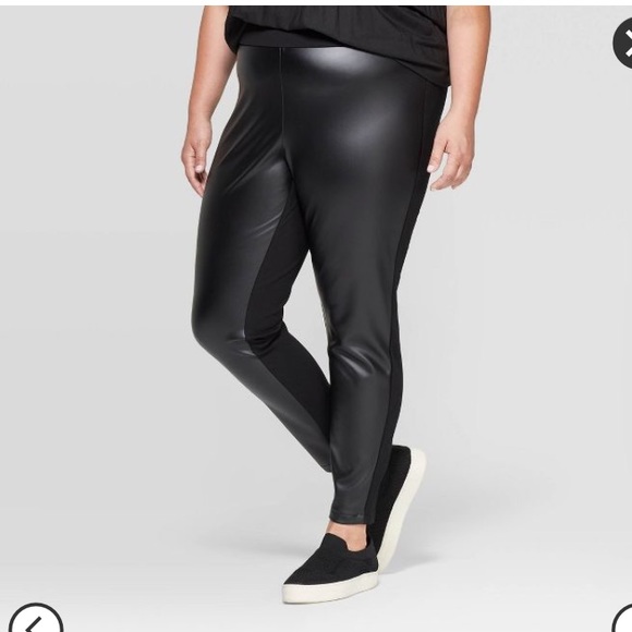 Ava & Viv Pants - Faux Leather Ponte Leggings Ava & Viv Black 3x